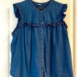 Women’s Old Navy Denim Sleeveless Ruffle Top Sz XL